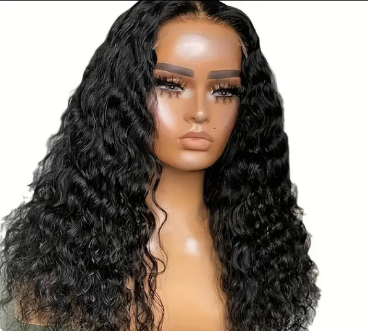 Black Curly Wave Small Curly Hair Medium Long 13x4 HD Transparent Lace Front